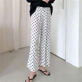 Drawcord-waist Polk Dot Pants