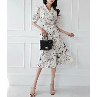 Paint-splatter Wrap Shirtdress