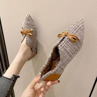 Bow Pointy-toe Plaid Flats