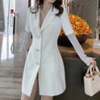 Mock Two-piece Rhinestone Long-sleeve Mini Collared Dress