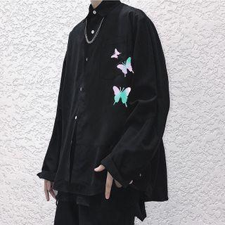 Butterfly Print Long-sleeve Shirt