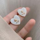 Heart Flower Alloy Earring 1 Pair - Gold & White - One Size