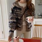 Round-neck Nordic-patterned Cardigan