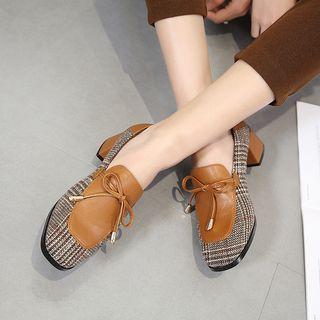 Check Block Heel Loafers