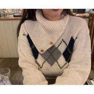 [dearest] Two-way Argyle Knit Top (oatmeal) One Size