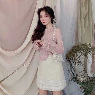 Set : Velvet Top + High Waist Skirt