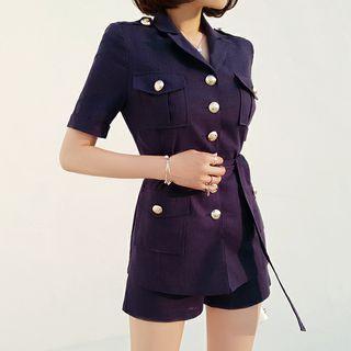 Set: Elbow-sleeve Button Jacket + Shorts