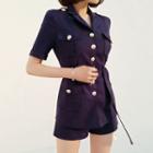 Set: Elbow-sleeve Button Jacket + Shorts