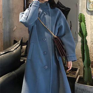 Long Button Coat Ash Blue - One Size