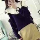 Lace Trim Mock Neck Sweater