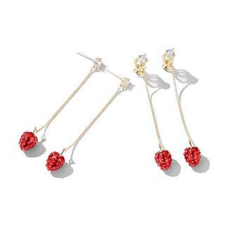 Rhinestone Strawberry Dangle Earring
