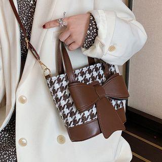 Top Handle Houndstooth Bow Crossbody Bag
