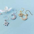 925 Sterling Sliver Drop Moon And Star Earring