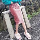Set: Long-sleeve Top + Pleated Velvet Skirt