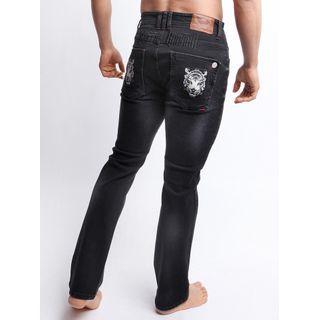 Washed Tiger-embroidered Jeans