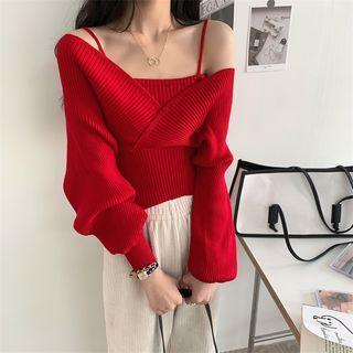 Plain Mock Two-piece Knit Top