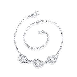 Fashion Simple Hollow Leaf Anklet Silver - One Size