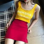 Cropped Lettering Tank Top / A-line Mini Skirt