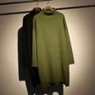 Plain Turtleneck Long Sweater