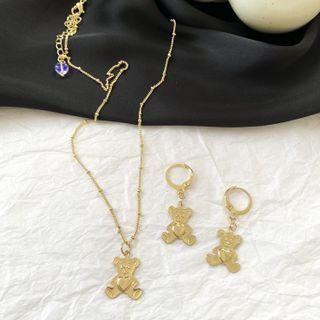 Bear Alloy Dangle Earring / Pendant Necklace