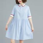 Short-sleeve Paneled A-line Shirtdress
