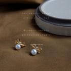 Bow Alloy Freshwater Pearl Earring 1 Pair - C-408 - Gold - One Size