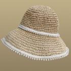 Faux Pearl Straw Sun Hat Faux Pearl Straw Sun Hat - Beige - One Size