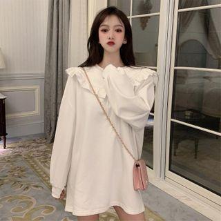 Frill Trim Collared Sweatshirt