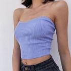 Strapless Cropped Rib Knit Top