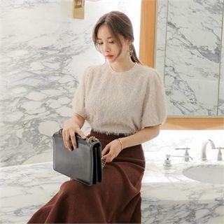 Puffed Short-sleeve Furry Top