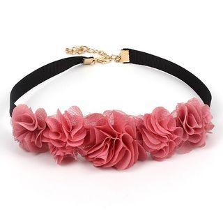Mesh Flower Choker Pink - One Size