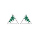 Sterling Silver Fashion Simple Triangle Malachite Stud Earrings Silver - One Size