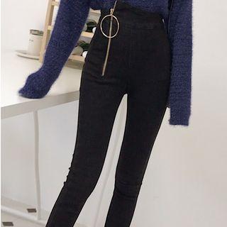 Hoop Zipper High Waist Skinny Jeans