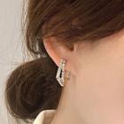 925 Sterling Silver Rhinestone Square Stud Earring 1 Pair - One Size