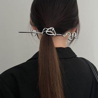 Snake Rhinestone Alloy Hair Stick 1 Pc - Silver - One Size