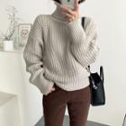 Turtle-neck Chunky Wool Blend Knit Top