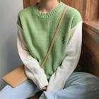 Embroidered Paneled Sweater