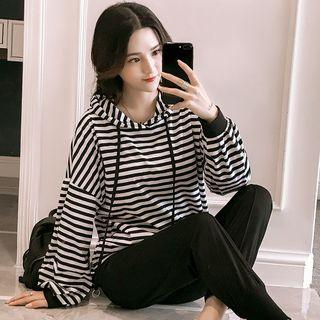 Set: Striped Hoodie + Plain Sweatpants