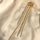 Rhinestone Faux Pearl Fringed Brooch 1 Pc - Gold - One Size