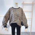 Leopard Print Oversize Pullover As Shown In Figure - One Size