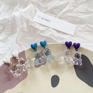 Heart Bead Resin Dangle Earring