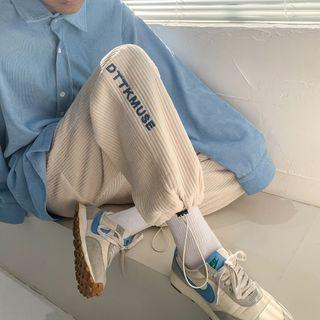 High-waist Lettering Corduroy Pants