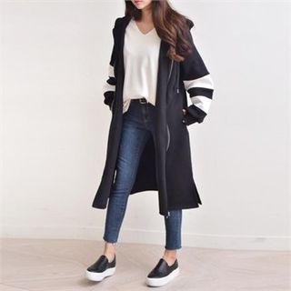 Contrast-trim Long Hoodie