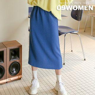 Plus Size H-line Midi Knit Skirt