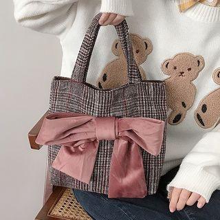 Bow Houndstooth Handbag