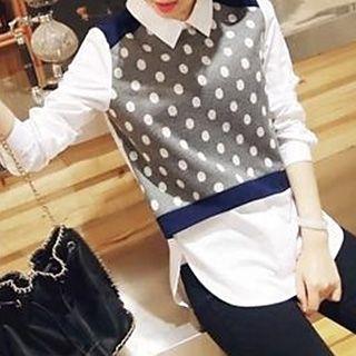 Long-sleeve Mock Two Piece Shirt