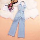 Halter-neck Double-breasted Wide Leg Jumpsuit