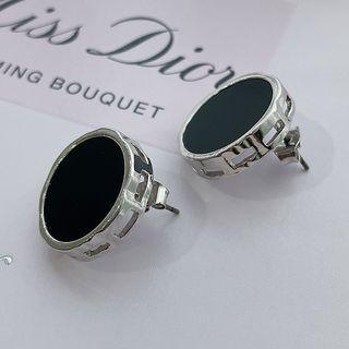 Perforated Round Ear Studs Black - One Size