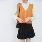 Single-breasted Sweater Vest / Long-sleeve Top