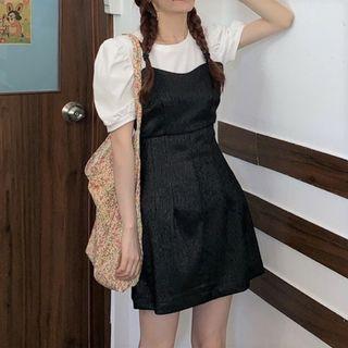 Spaghetti Strap Plain Mini Dress / Short-sleeve Plain T-shirt